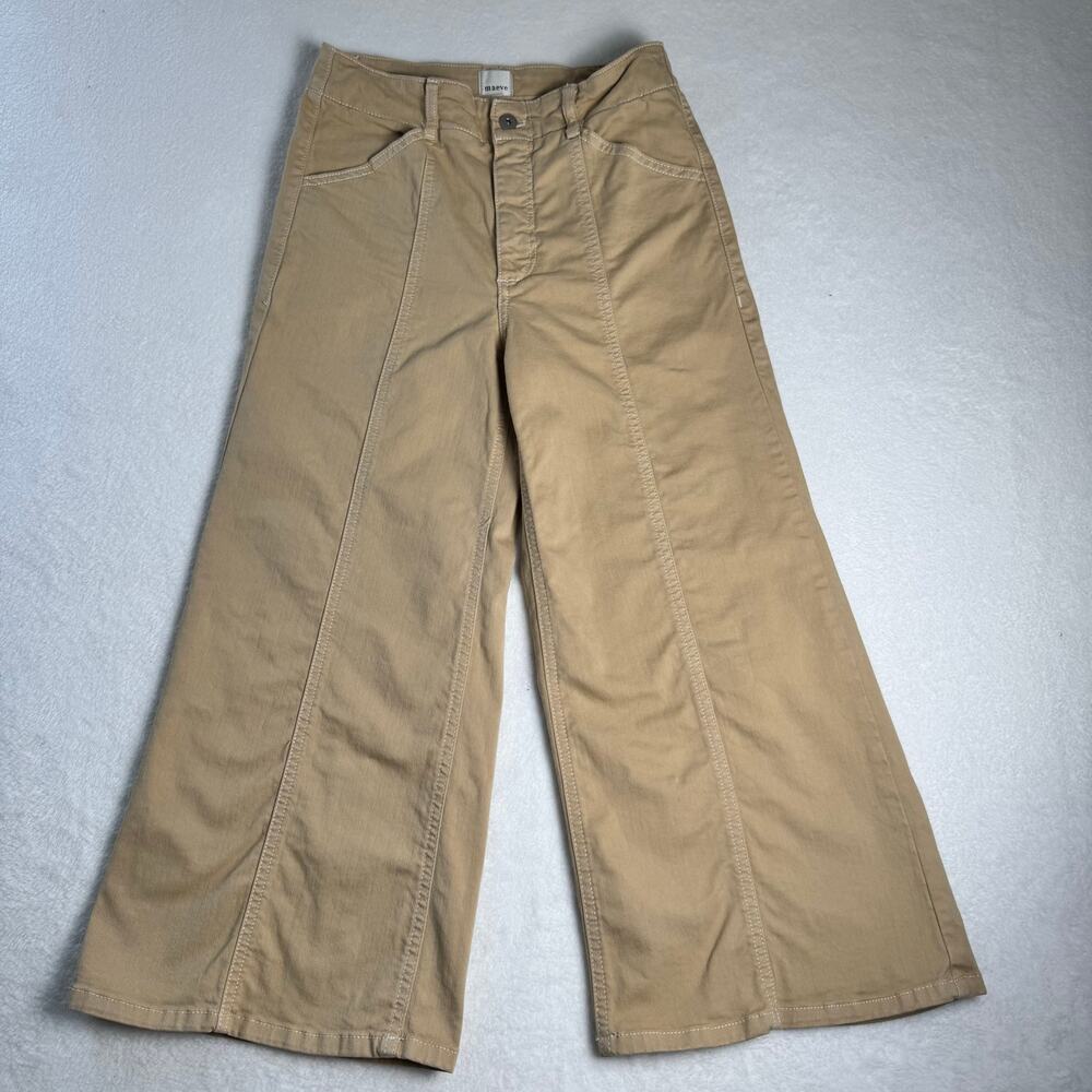 Maeve Wide-Leg Cropped Canvas Pants in Khaki - Picture 2 of 11